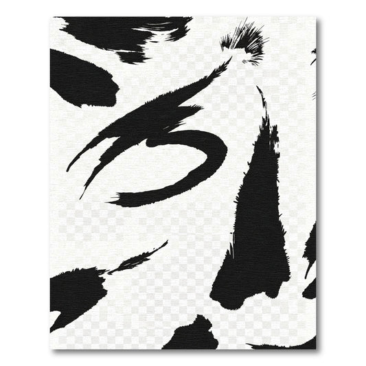 Bold Black Ink Wash Strokes Rug