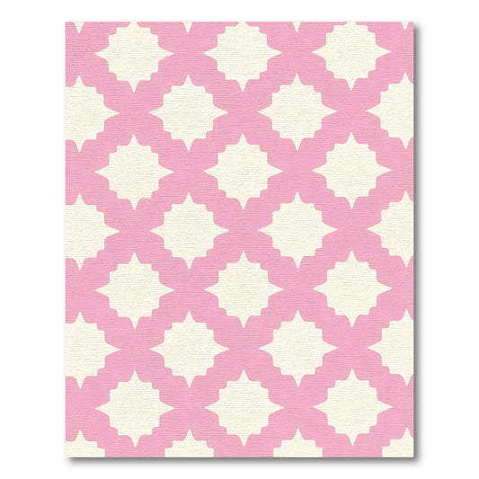 Pink Ivory Quatrefoil Geometric Rug