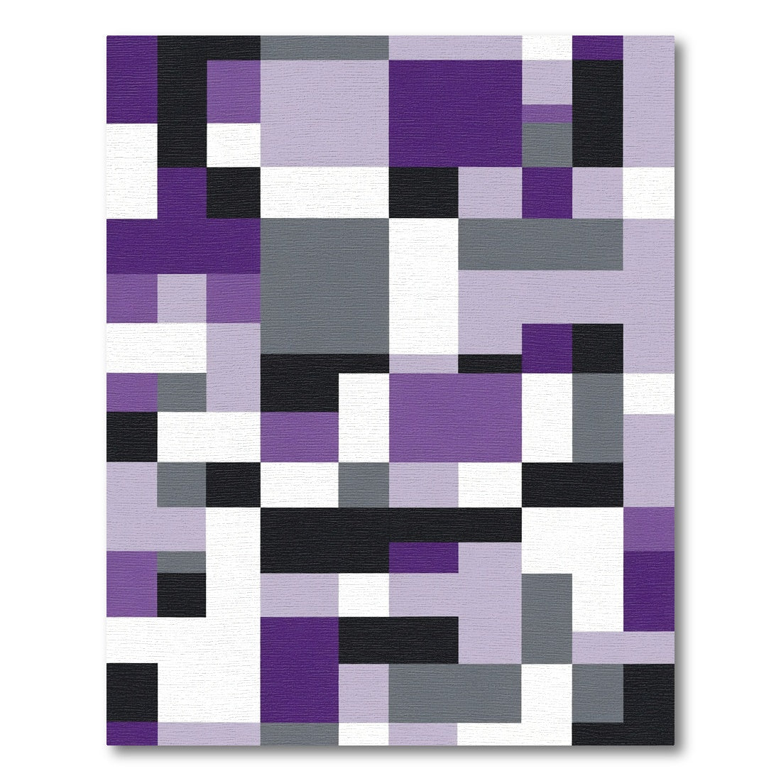 Modern Geometric Purple Gray Blocks Rug