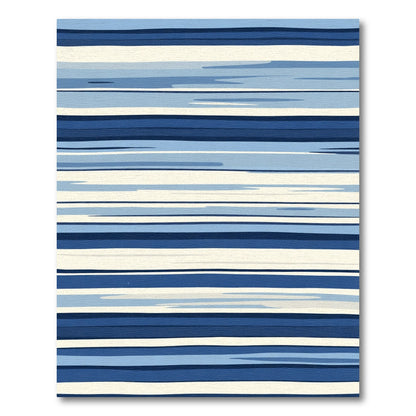 Navy Blue Cream Horizontal Stripes Rug