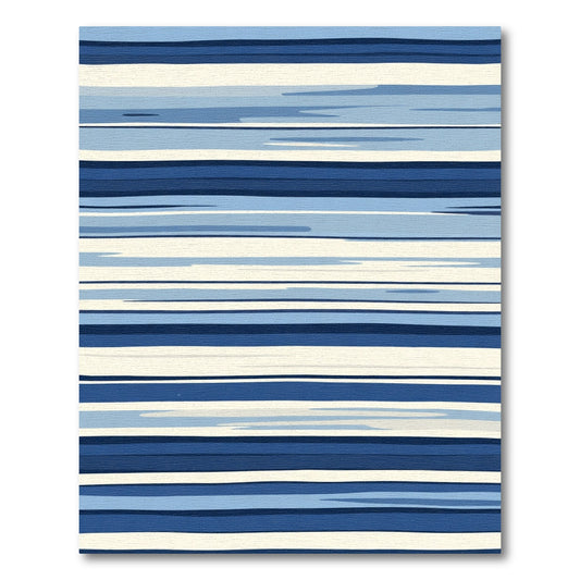 Navy Blue Cream Horizontal Stripes Rug