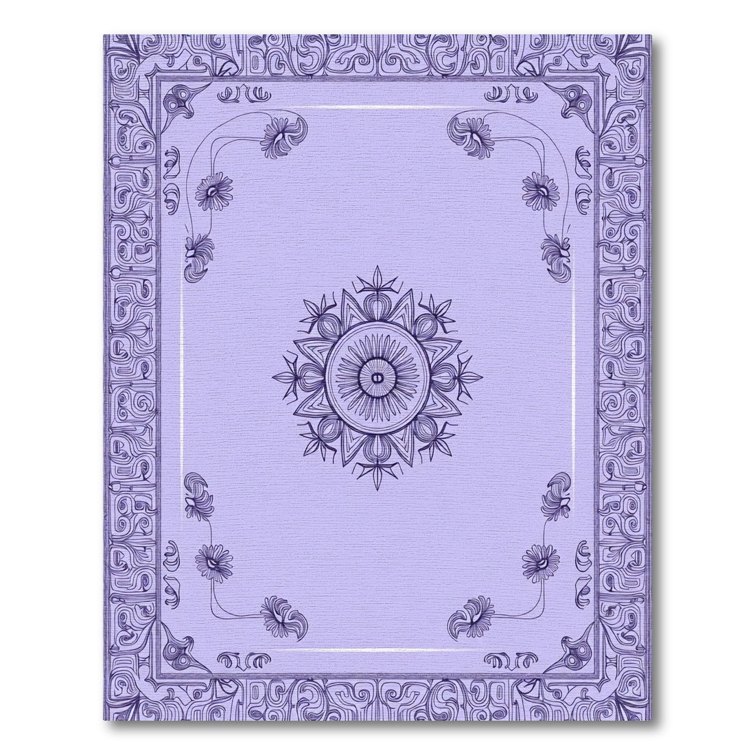 Purple Mandala Floral Border Rug