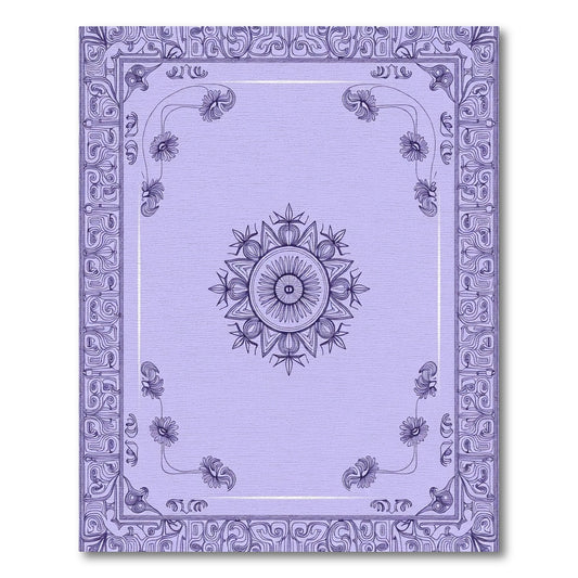 Purple Mandala Floral Border Rug