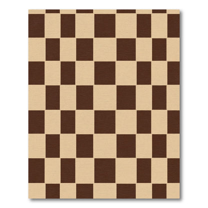 Brown Beige Checkerboard Square Rug
