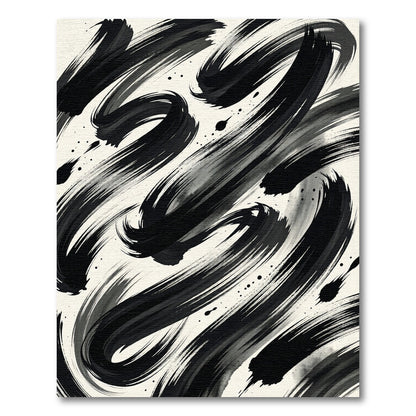 Monochromatic Ink Swirl Abstract Rug