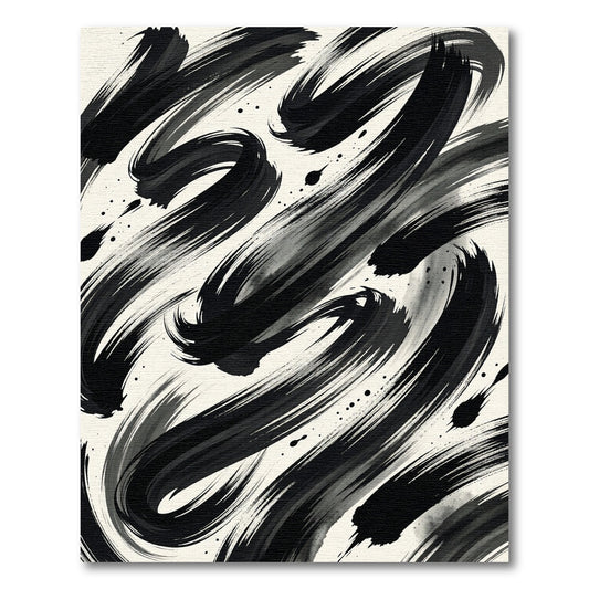 Monochromatic Ink Swirl Abstract Rug