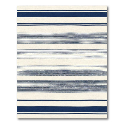 Classic Navy And Cream Striped Rug