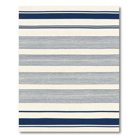 Classic Navy And Cream Striped Rug