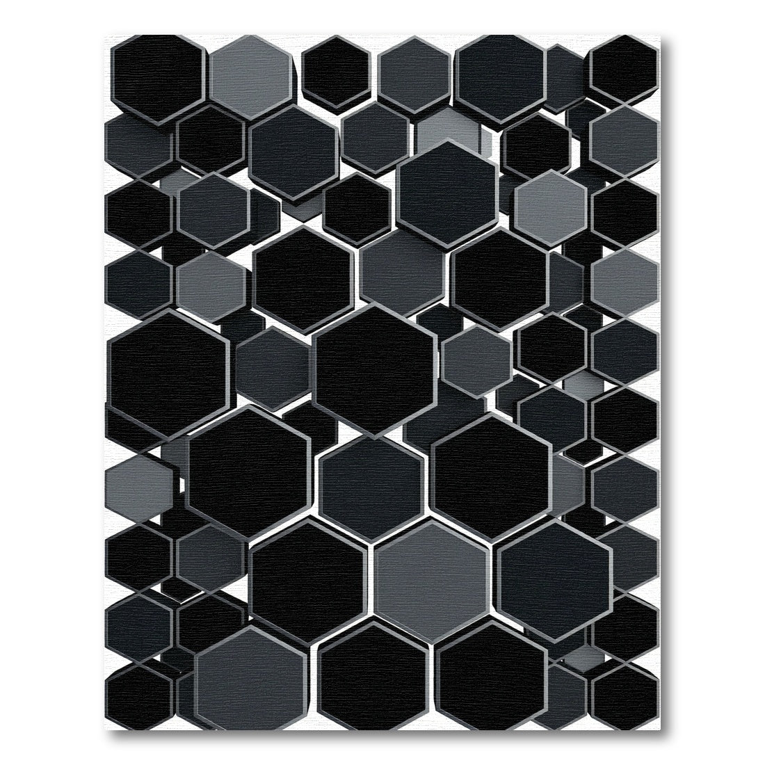 Dark Gray Hexagon Cluster Rug