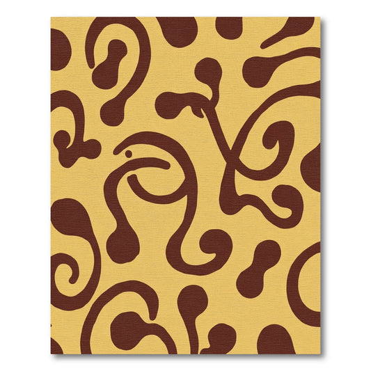 Brown Swirl Abstract Ochre Rug