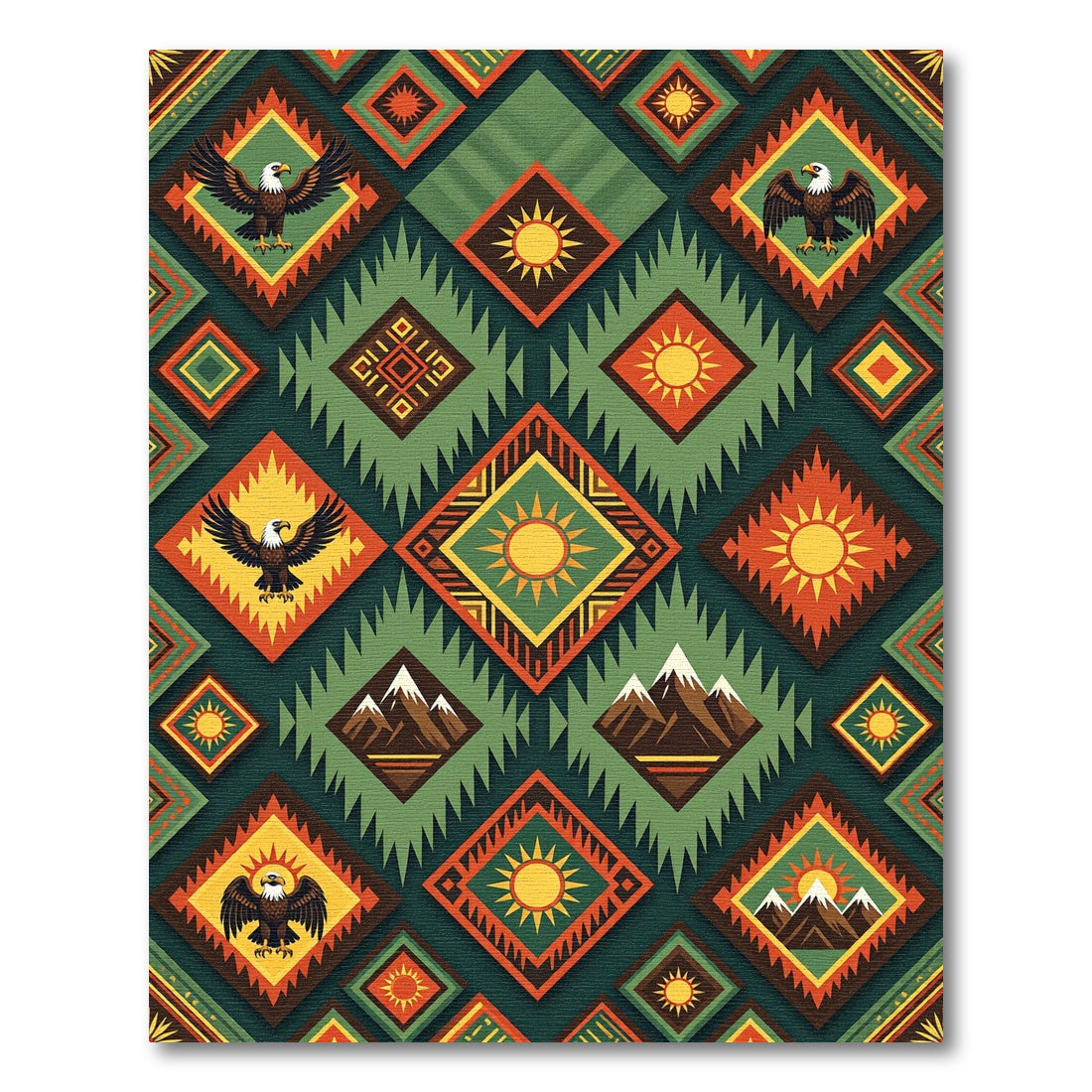 Emerald Eagle Sun Mountain Diamonds Rug