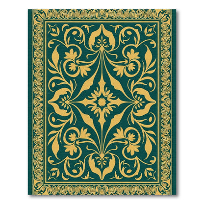 Deep Teal Gold Floral Medallion Rug