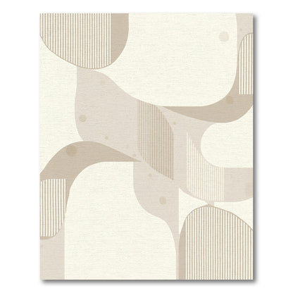 Neutral Cream Abstract Wavy Geometric Rug
