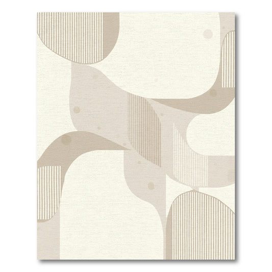 Neutral Cream Abstract Wavy Geometric Rug