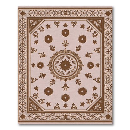 Chocolate Brown Blossom Medallion Borders Rug