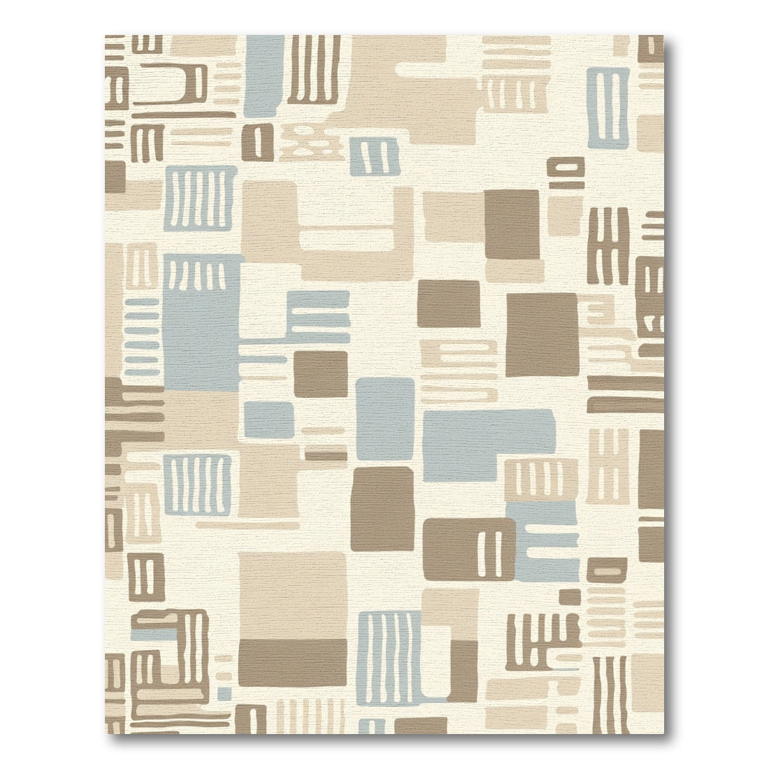 Neutral Geometric Mid Century Blocks Rug