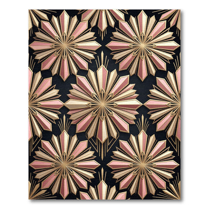 Art Deco Pink Sunburst Geometric Rug