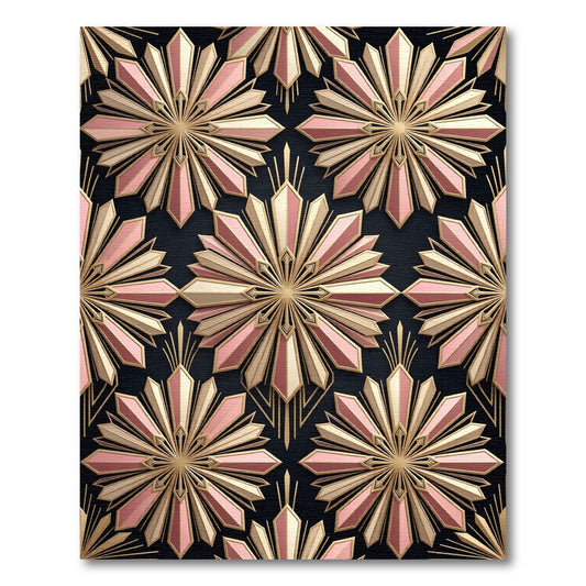 Art Deco Pink Sunburst Geometric Rug
