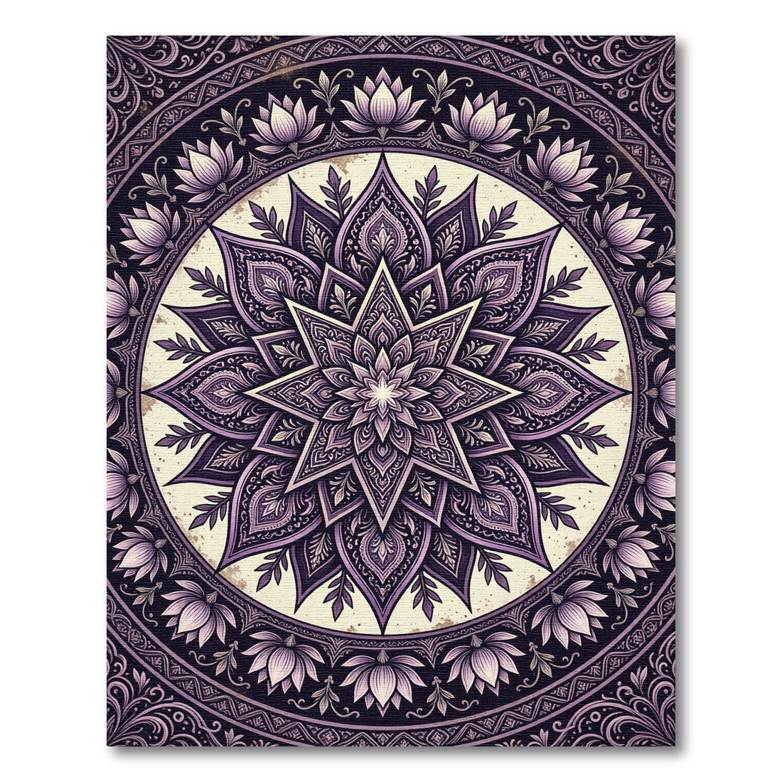 Elegant Purple Lotus Mandala Art Rug