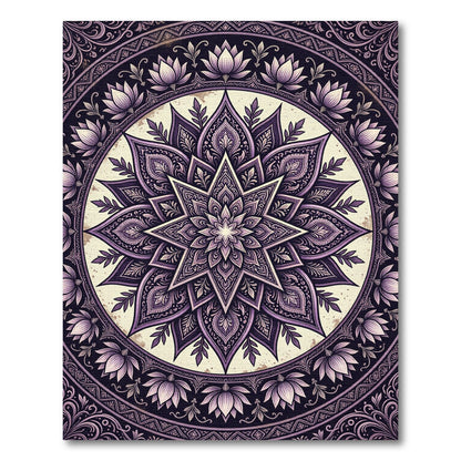 Elegant Purple Lotus Mandala Art Rug