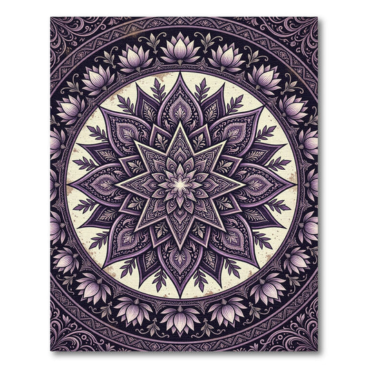 Elegant Purple Lotus Mandala Art Rug