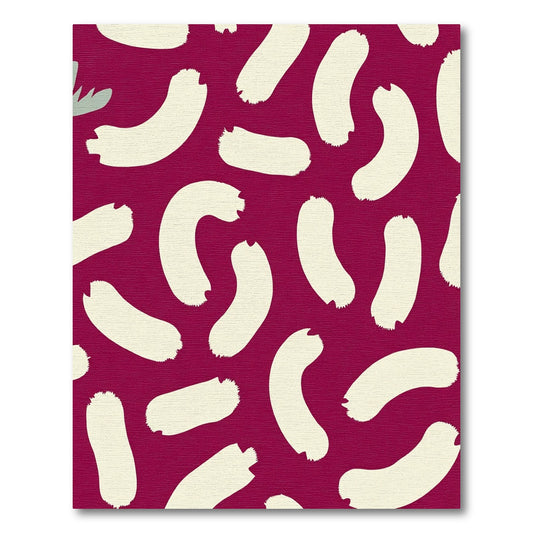 Crimson Brushstroke Abstract Shapes Rug
