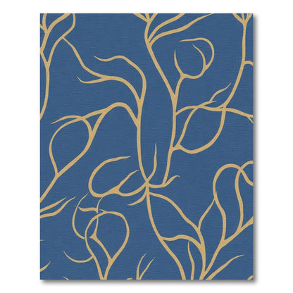 Golden Branch Abstract Navy Rug