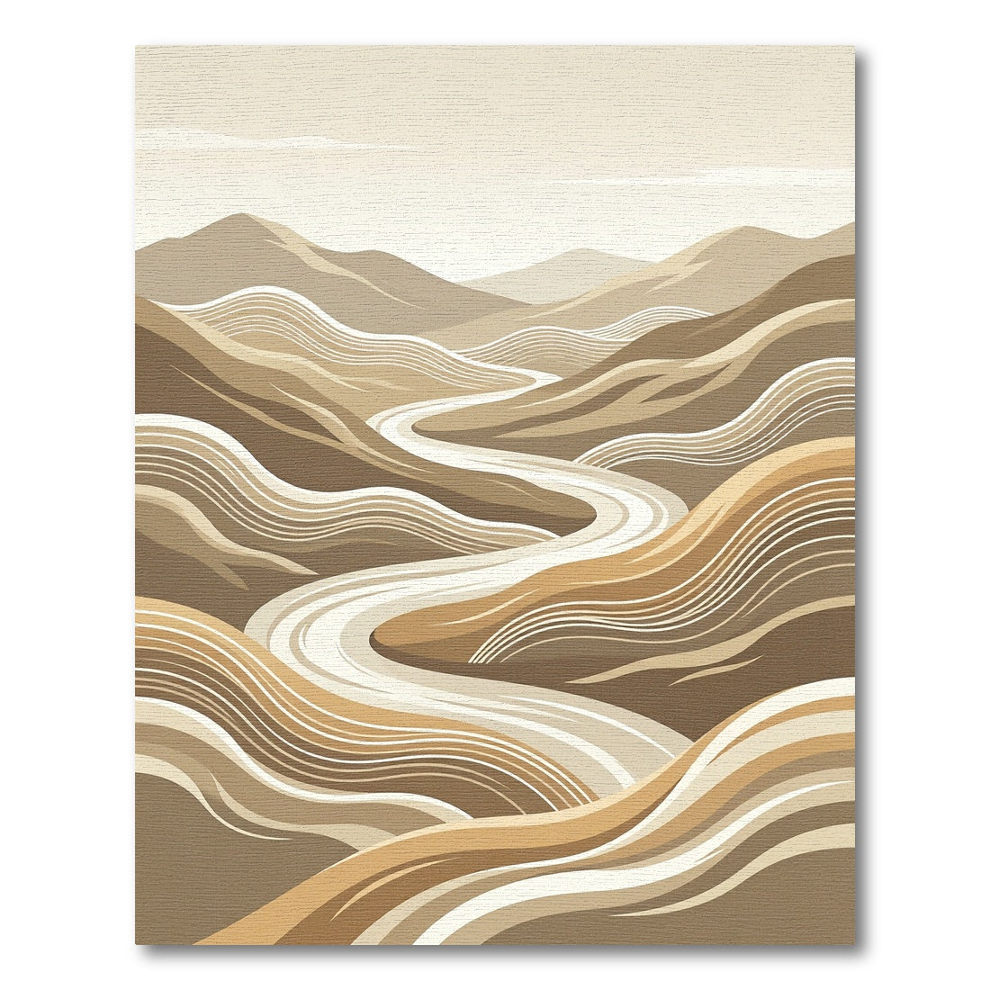Earthy Tones Winding River Landscape Rug