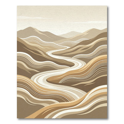 Earthy Tones Winding River Landscape Rug
