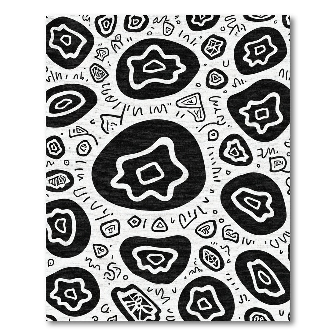 Black and White Abstract Organic Composition Rug
