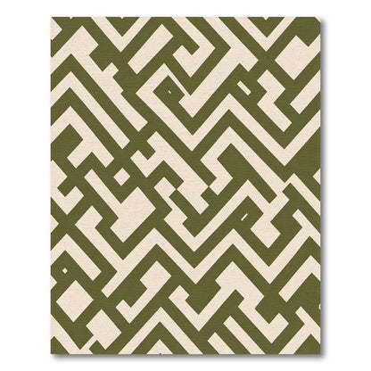 Olive Beige Geometric Maze Rug