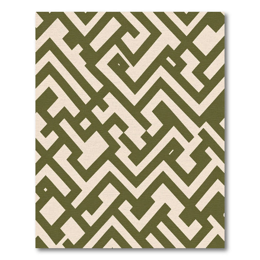 Olive Beige Geometric Maze Rug