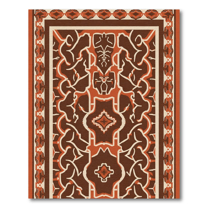 Terracotta Brown Arabesque Medallion Rug