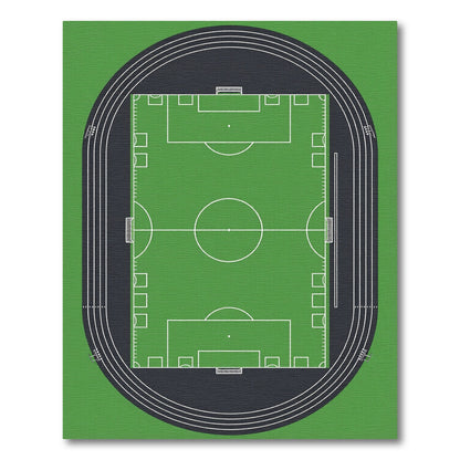 Aerial Soccer Field Athletic Green Rug