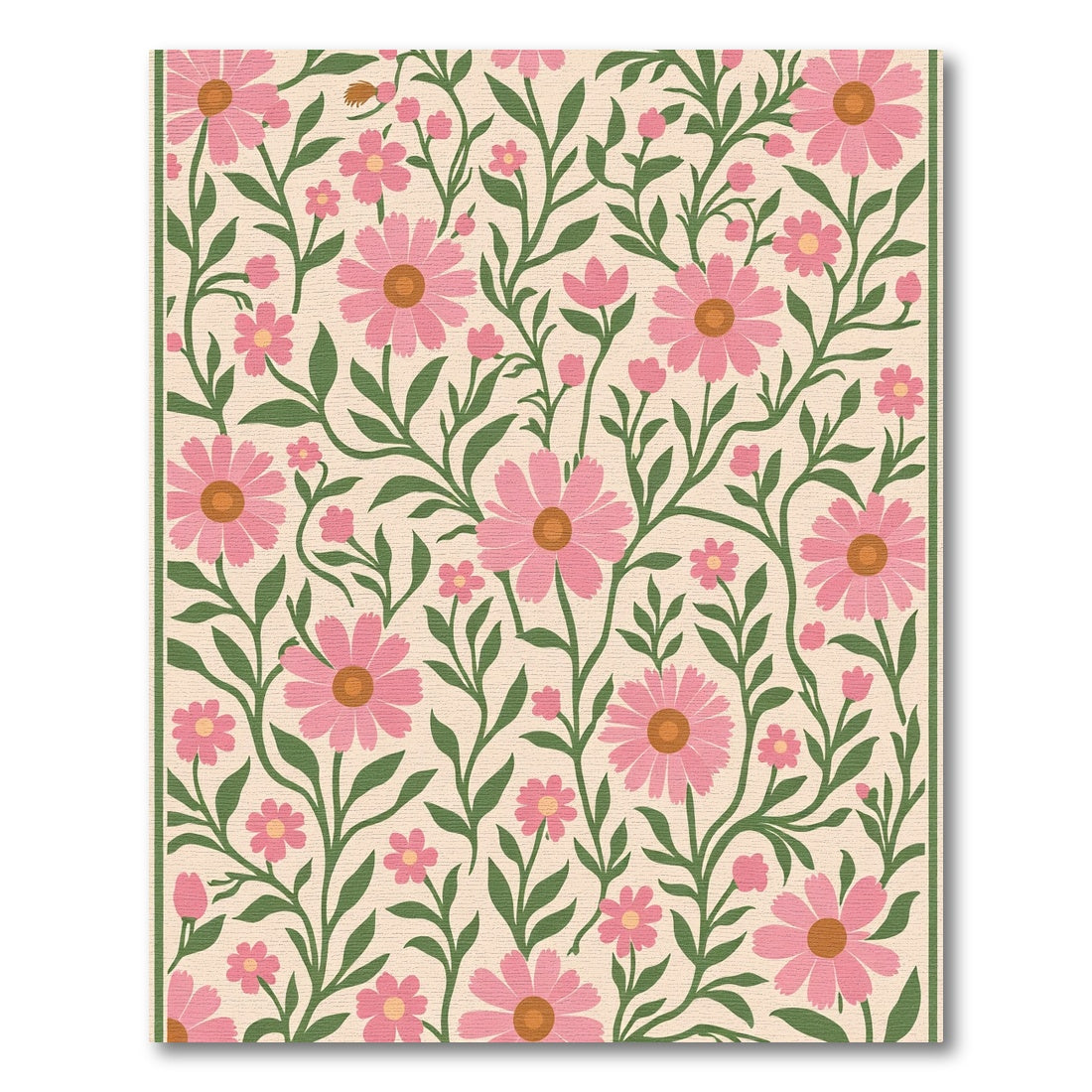 Vivacious Pink Floral Garden Vines Rug