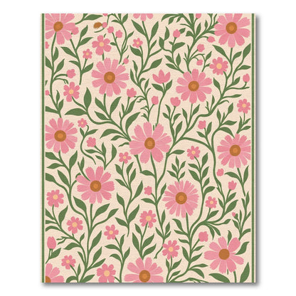 Vivacious Pink Floral Garden Vines Rug