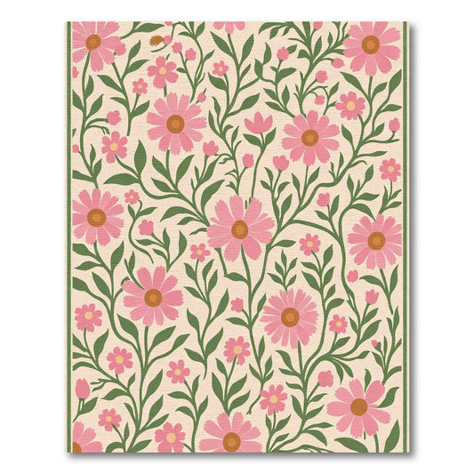 Vivacious Pink Floral Garden Vines Rug