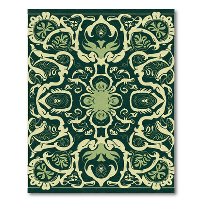 Ornate Green Floral Symmetry Rug