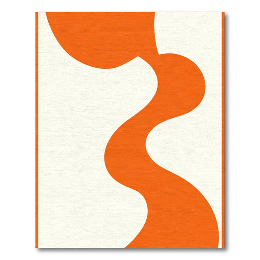 Orange Abstract Swirl Curve Rug