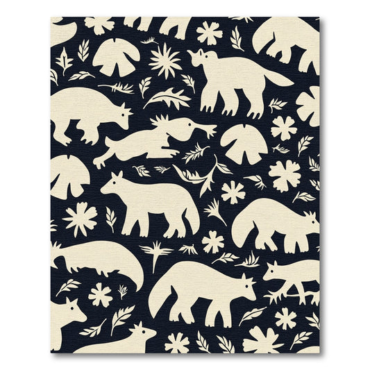 Cream Animals Whimsical Botanical Rug