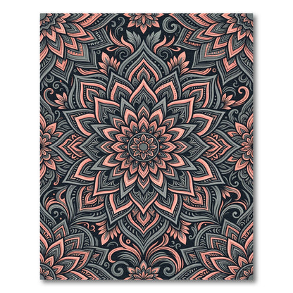 Elegant Dusty Rose Gray Floral Mandala Rug