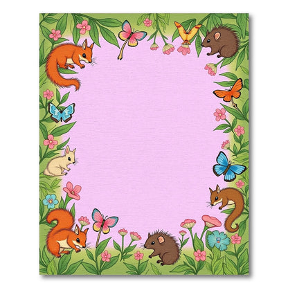 Woodland Creatures and Butterflies Border Rug