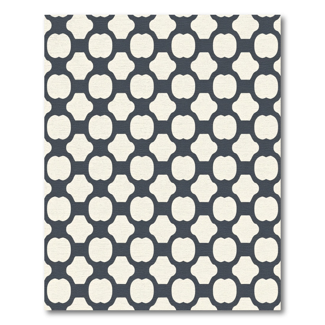 Cream Blue Interlocking Geometric Lattice Rug