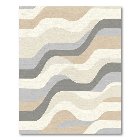 Neutral Wavy Stripe Abstract Rug