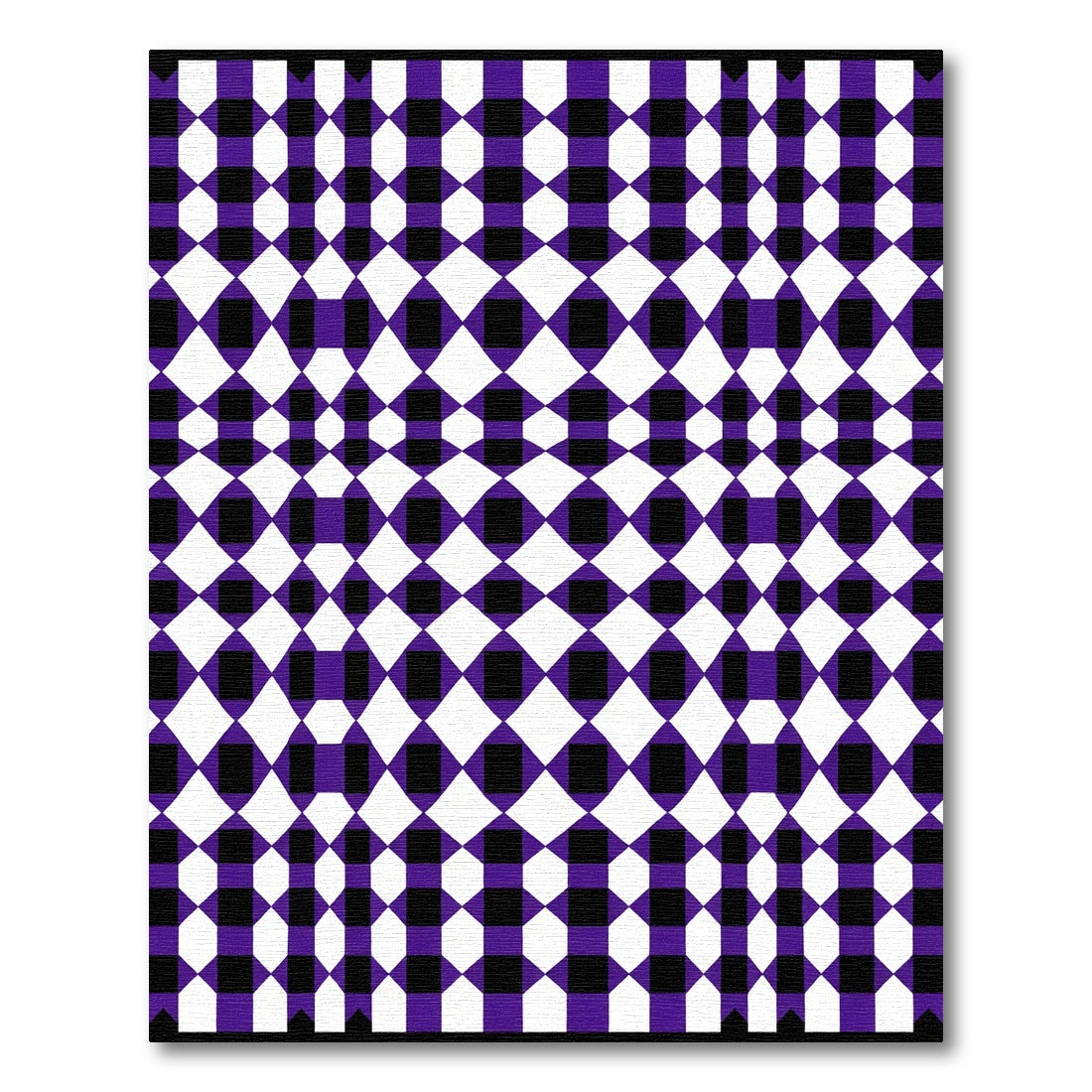 Purple Black White Geometric Weave Rug