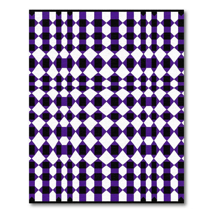 Purple Black White Geometric Weave Rug
