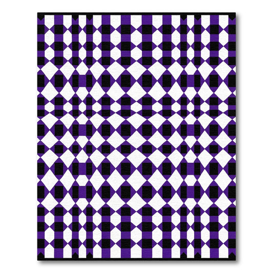 Purple Black White Geometric Weave Rug