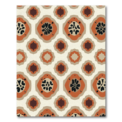 Terracotta Abstract Floral Geometric Rug