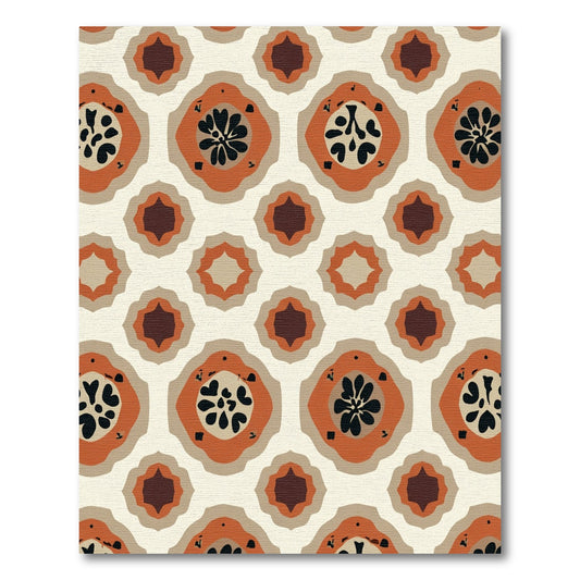 Terracotta Abstract Floral Geometric Rug