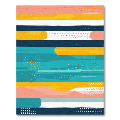 Abstract Coral Yellow Horizontal Stripe Rug